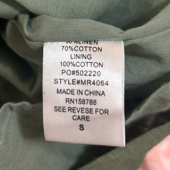 Mable linen army green romper with belt - Picture 6 of 6